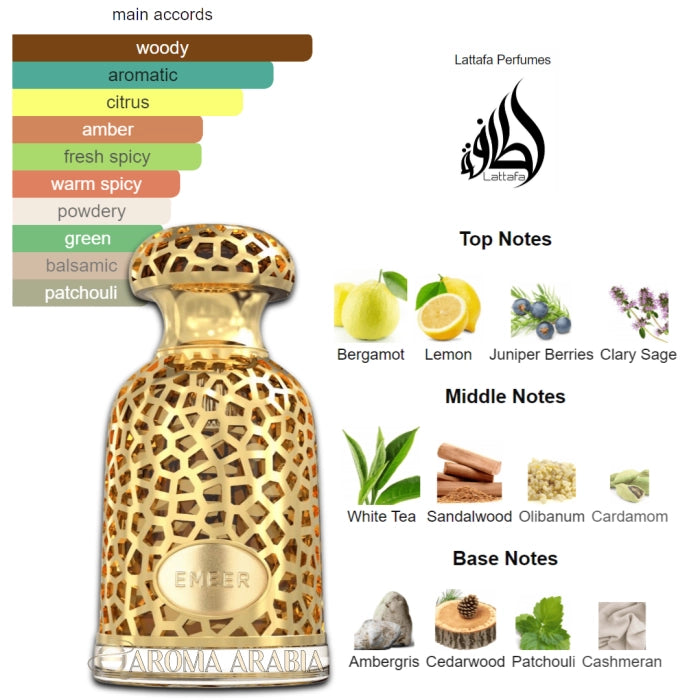 EMEER de Lattafa – Perfume árabe unisex con madera, especias y frescura